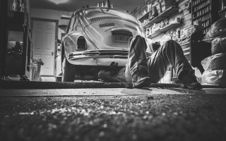 a mechanic working on a car