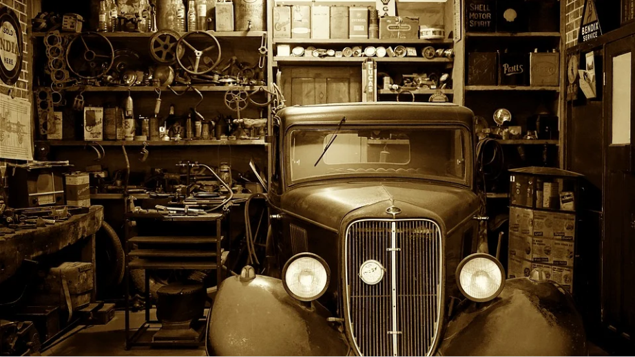a car and a lot of automotive equipment